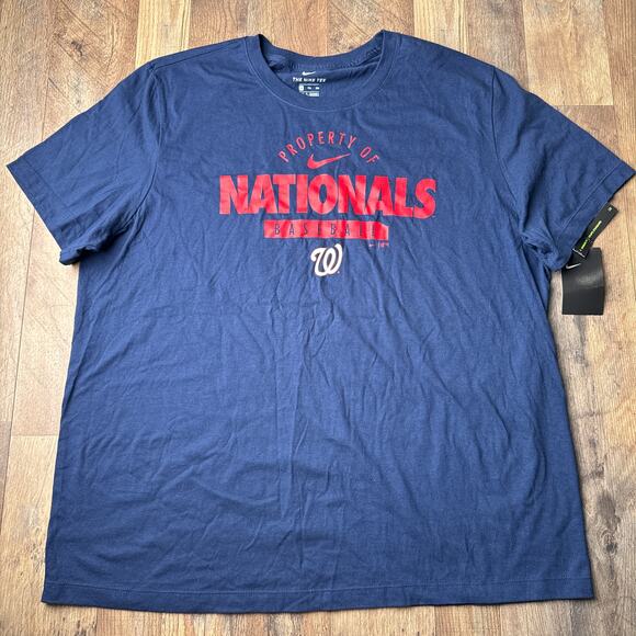 Washington Nationals T-Shirt Men's 2XL Blue‎ Nike Athletic Training Baseball NWT - Picture 1 of 7